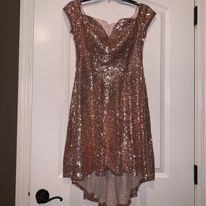 Champagne Rose Gold Sequin Homecoming/Prom Dress